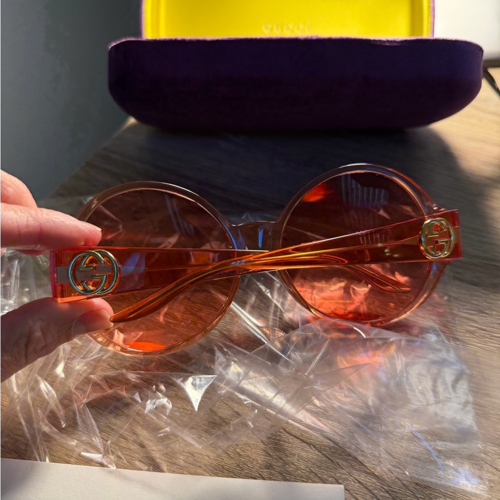 Gucci Oversized Orange/Red Sunglasses NWT $750 - Picture 6 of 13